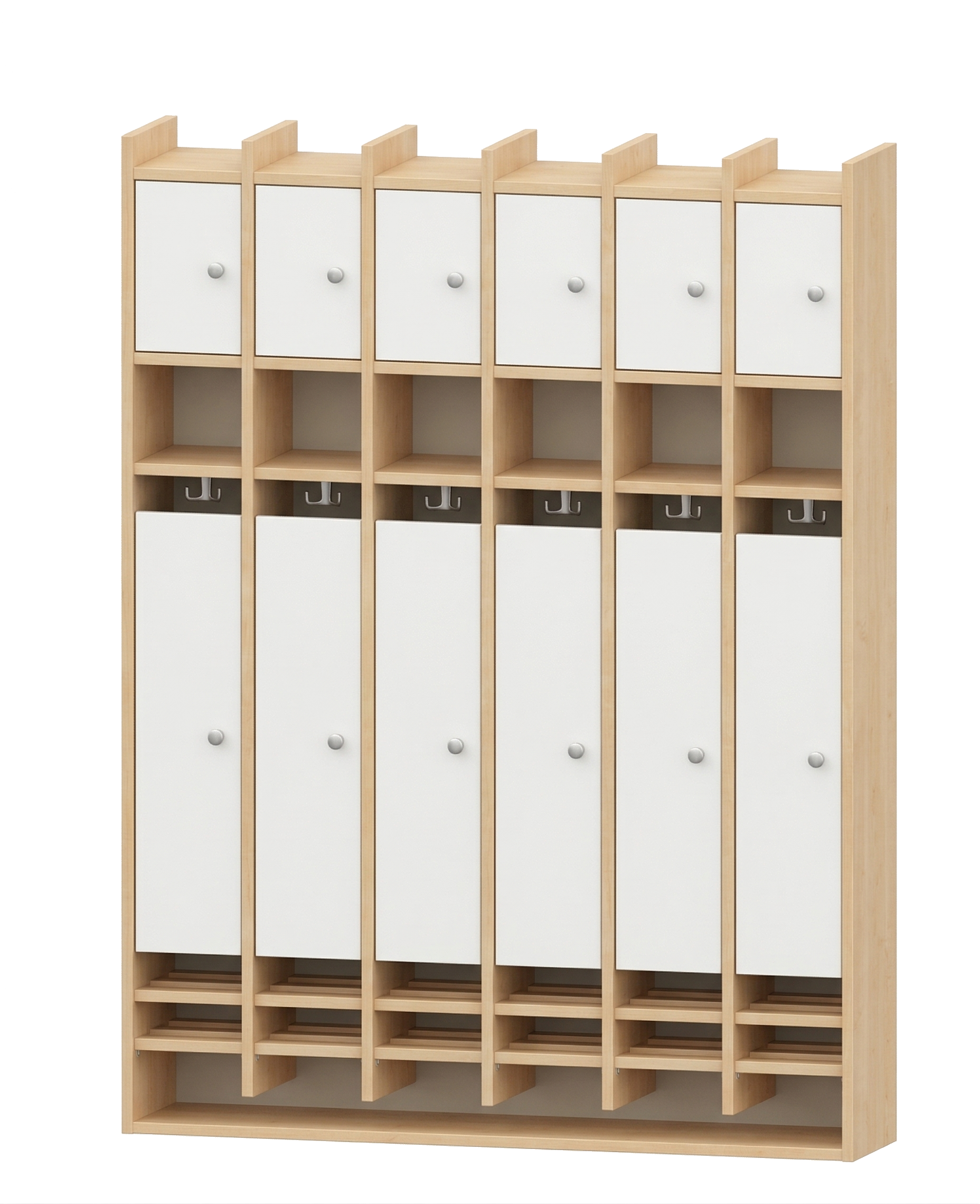 Spindgarderobe | 6 Plätze und Türen links - Basic | 122 x 161 x 25 cm