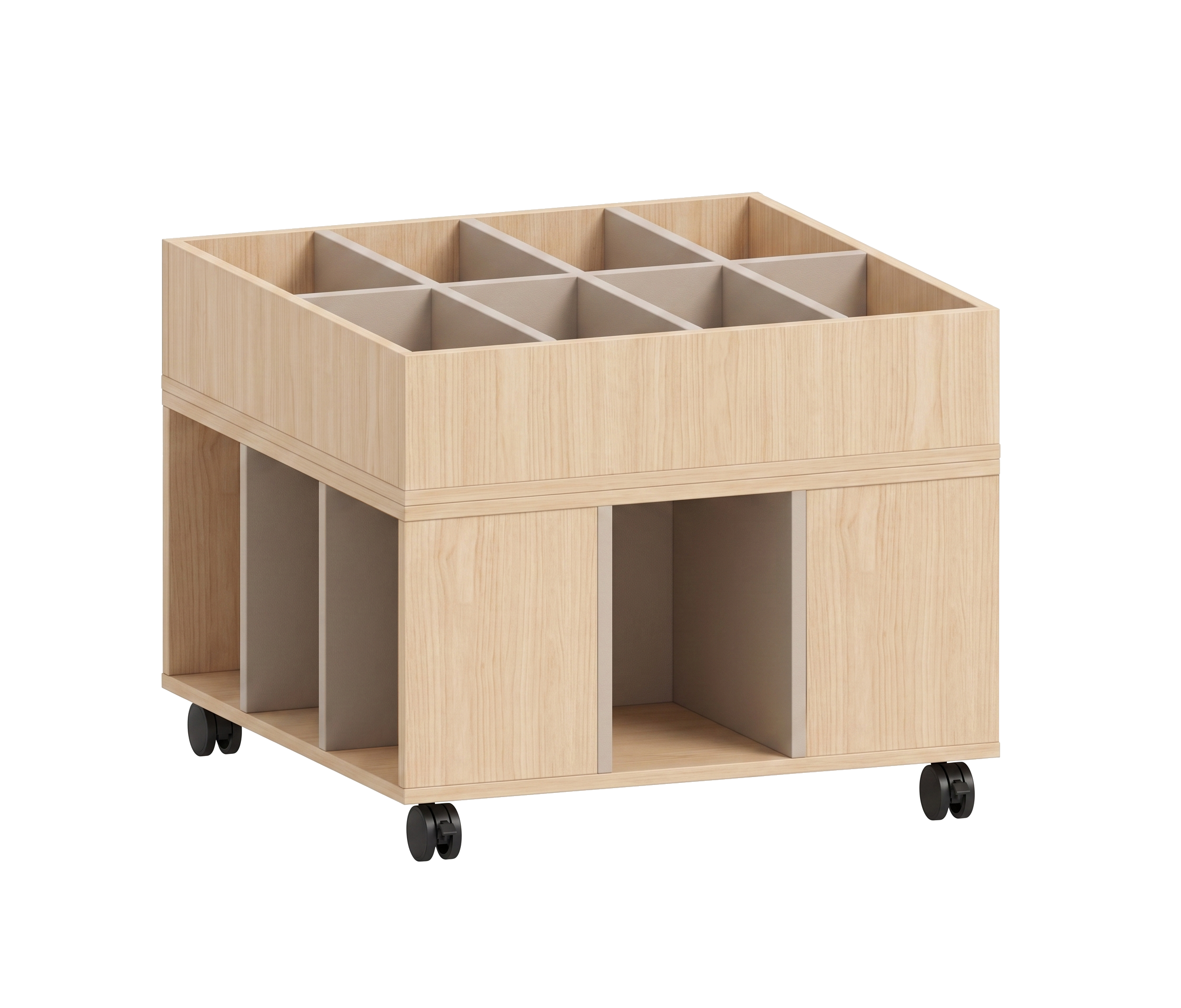 Büchertrog | mit 8 Fächern und wechseloffenem Unterbau | 80 x 65 x 80 cm