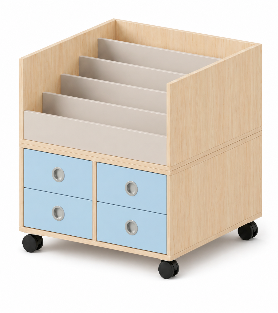 Büchertreppe | einseitig mit 5 Stufen und Schubladen - smart | 80 x 84 x 80 cm