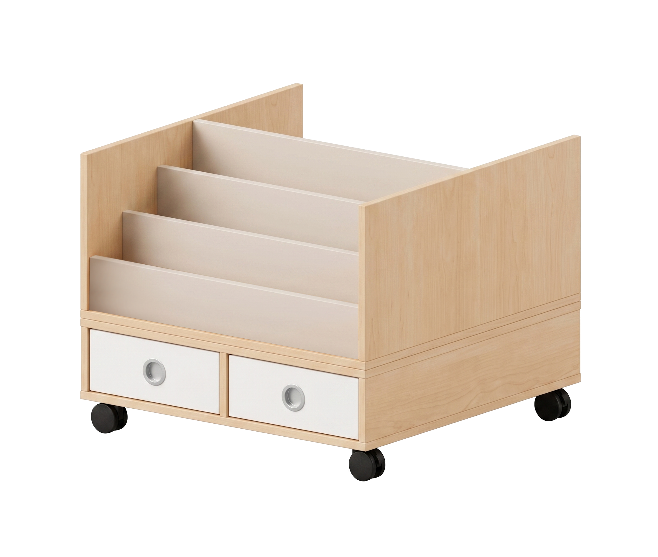 Büchertreppe | zweiseitig mit 5 Stufen und Schubladen - basic | 80 x 65 x 80 cm