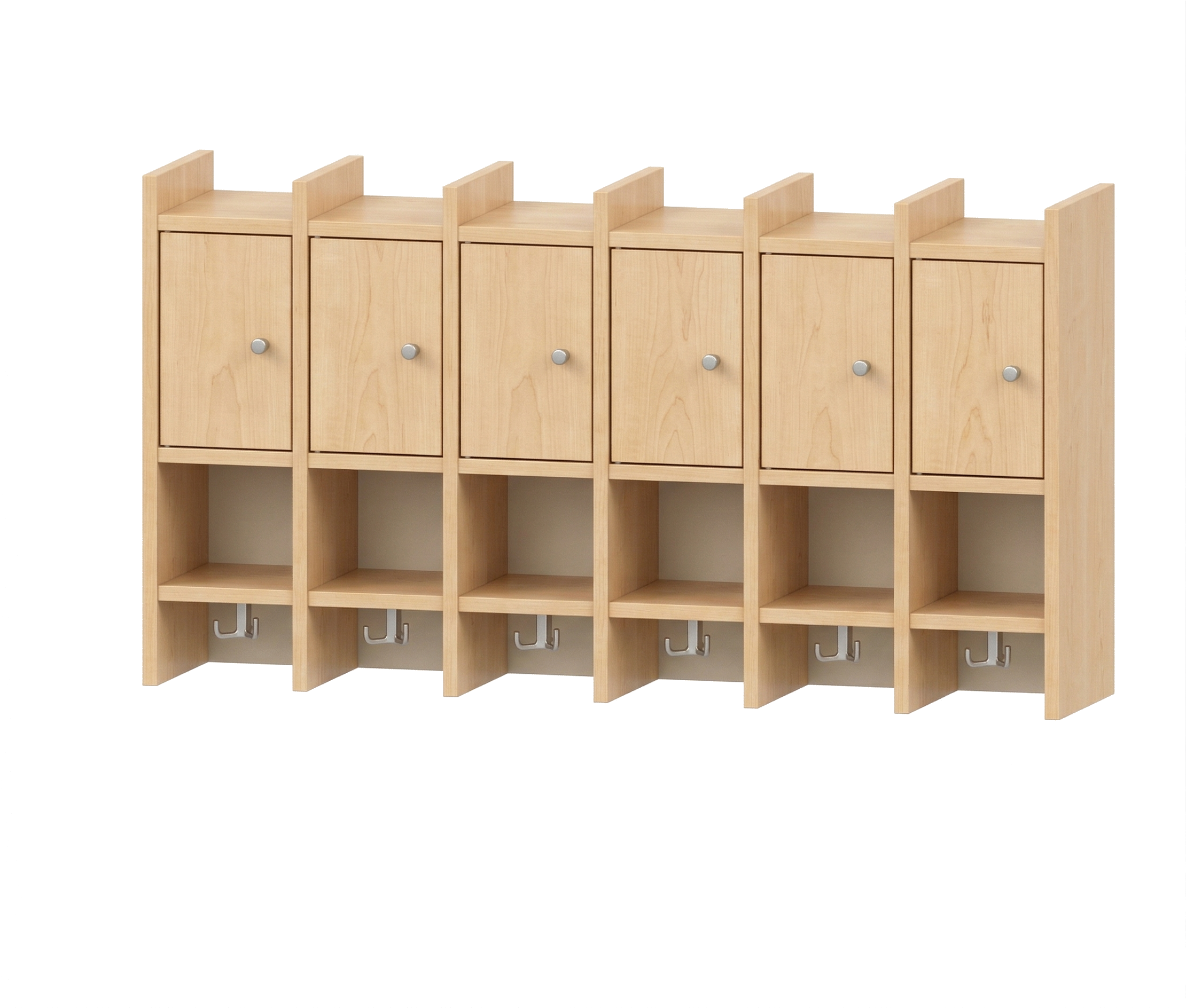 Garderobenablage | 6 Plätze, Tür links inkl. Zusatzhaken - Basic | 122 x 66 x 25 cm