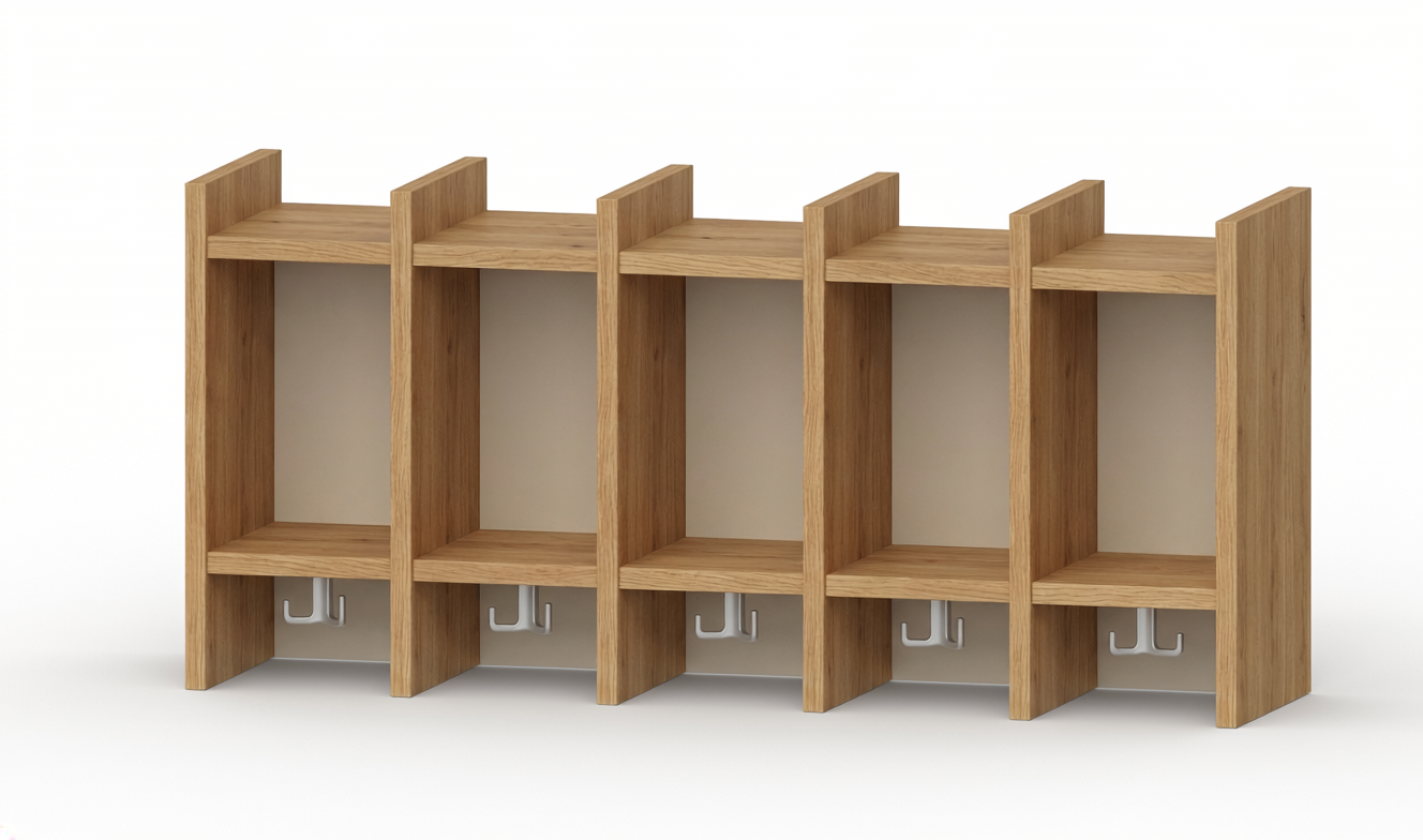 Garderobenablage | 5 Plätze - Basic | 102 x 48 x 25 cm