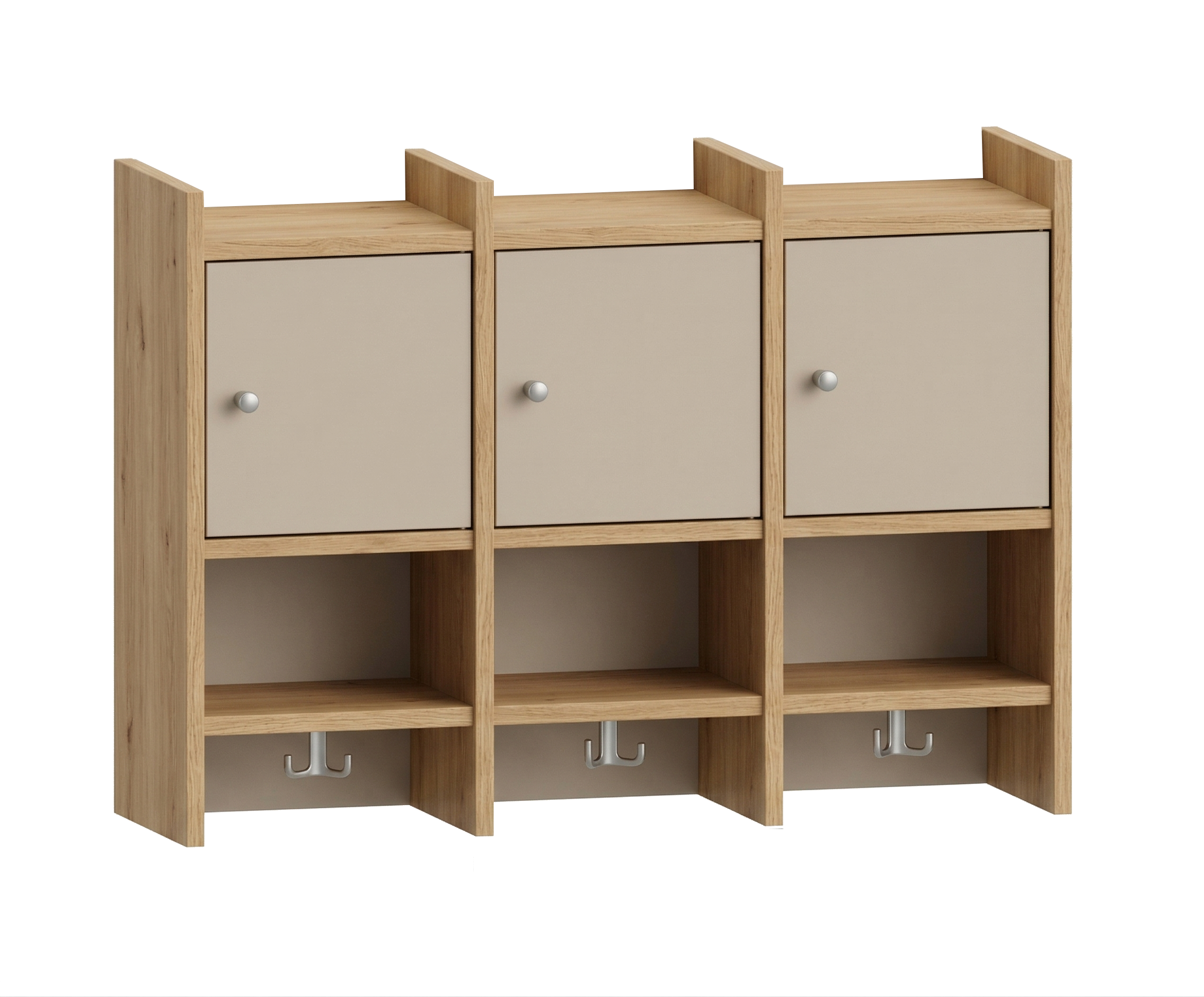 Garderobenablage | 3 Plätze, Tür rechts inkl. Zusatzhaken - basic | 92 x 66 x 25 cm