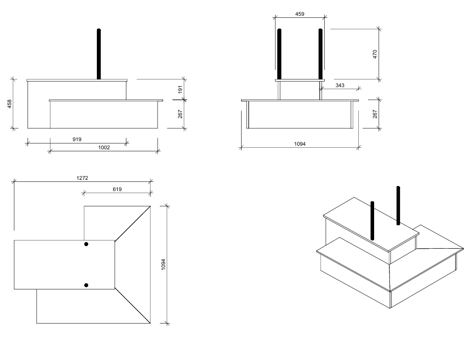 Anziehpodest |  mit 2 Stufen – Basic | 100 × 46 × 109 cm