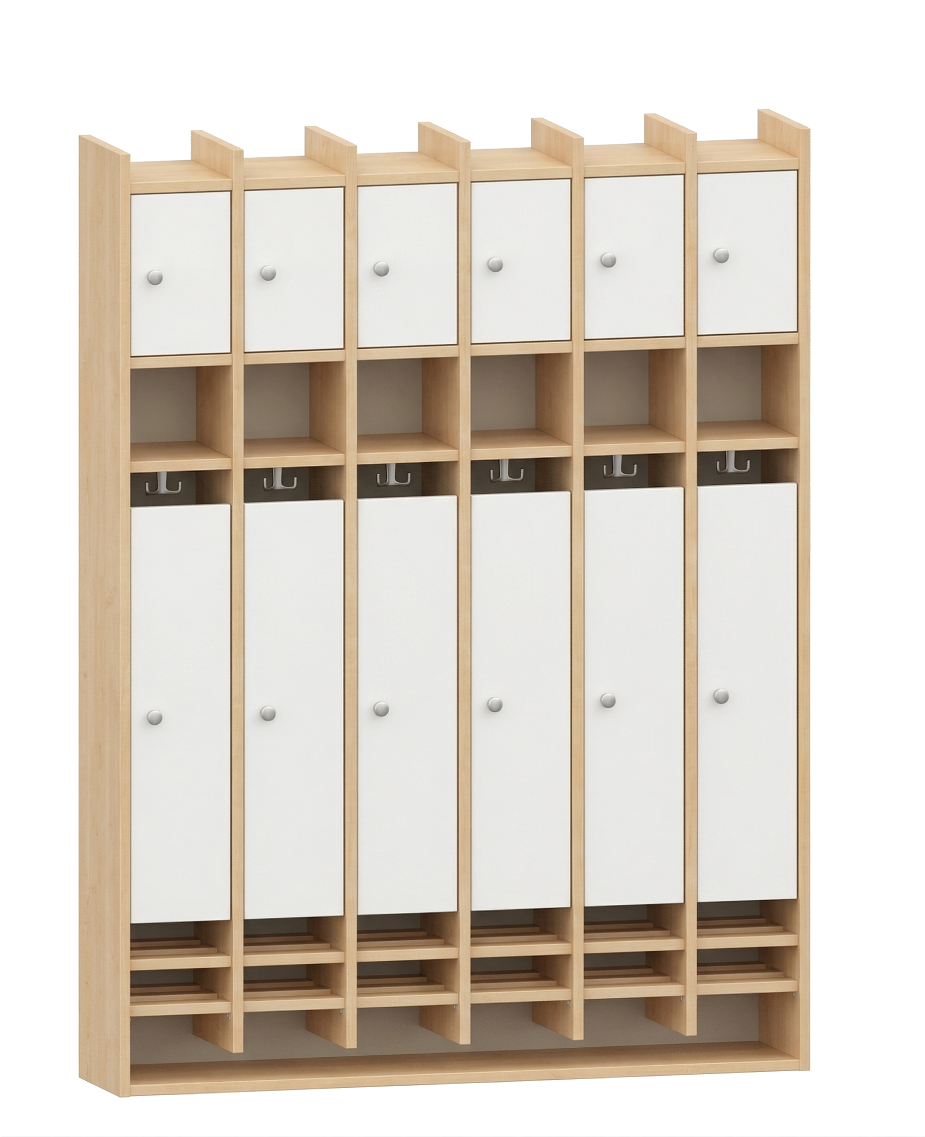 Spindgarderobe | 6 Plätze und Türen rechts | 122 x 161 x 25 cm