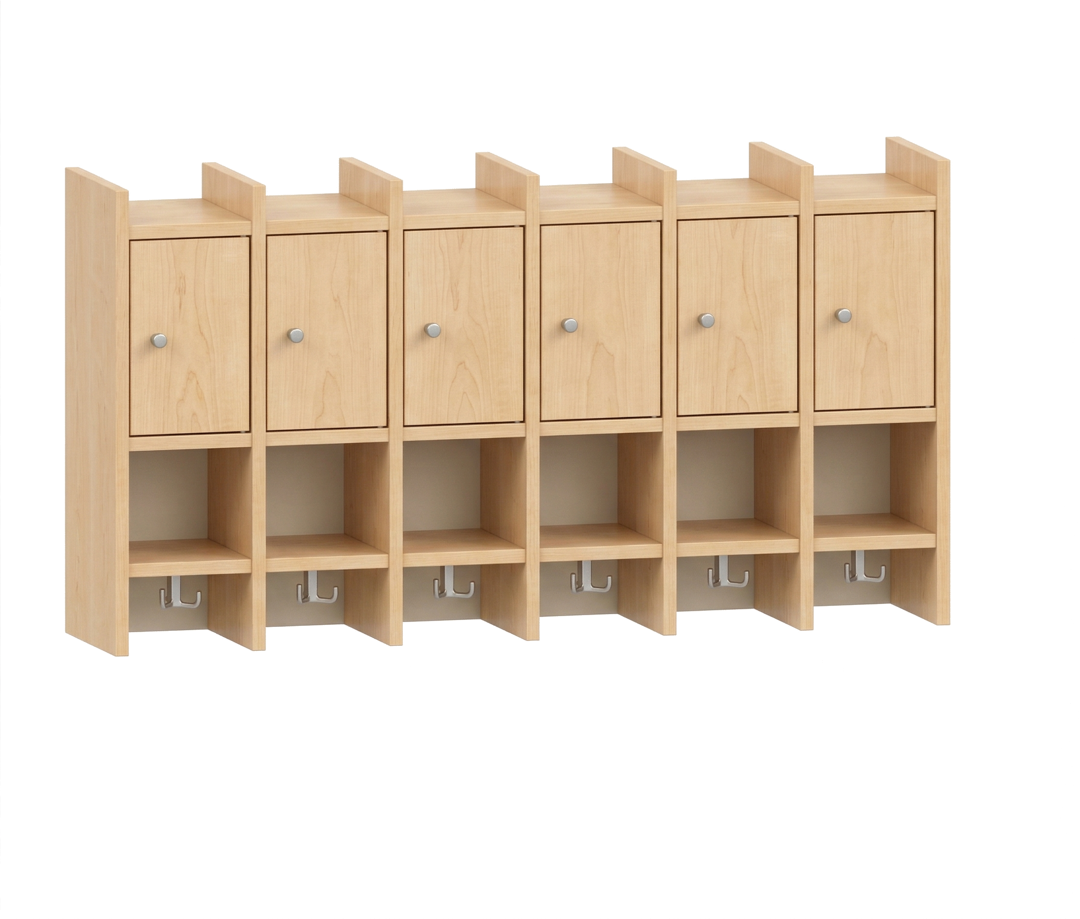 Garderobenablage | 6 Plätze, Tür rechts inkl. Zusatzhaken - Basic | 122 x 66 x 25 cm