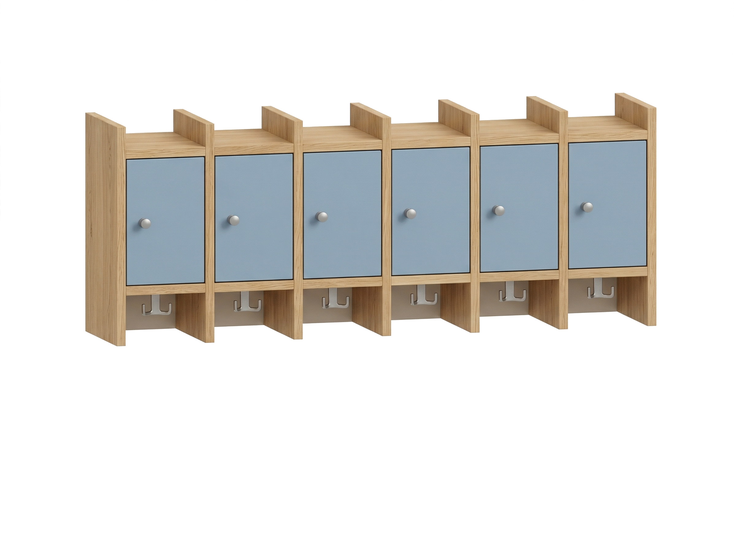 Garderobenablage | 6 Plätze und Tür rechts - Basic | 122 x 48 x 25 cm