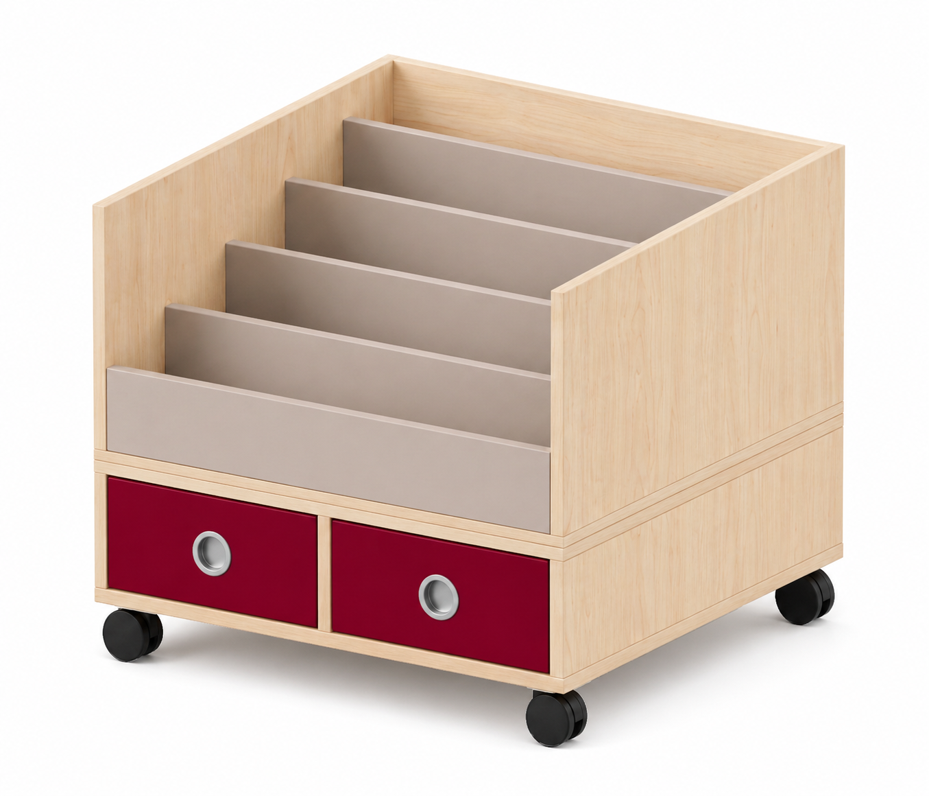 Büchertreppe | einseitig mit 5 Stufen und Schubladen - smart | 80 x 65 x 80 cm