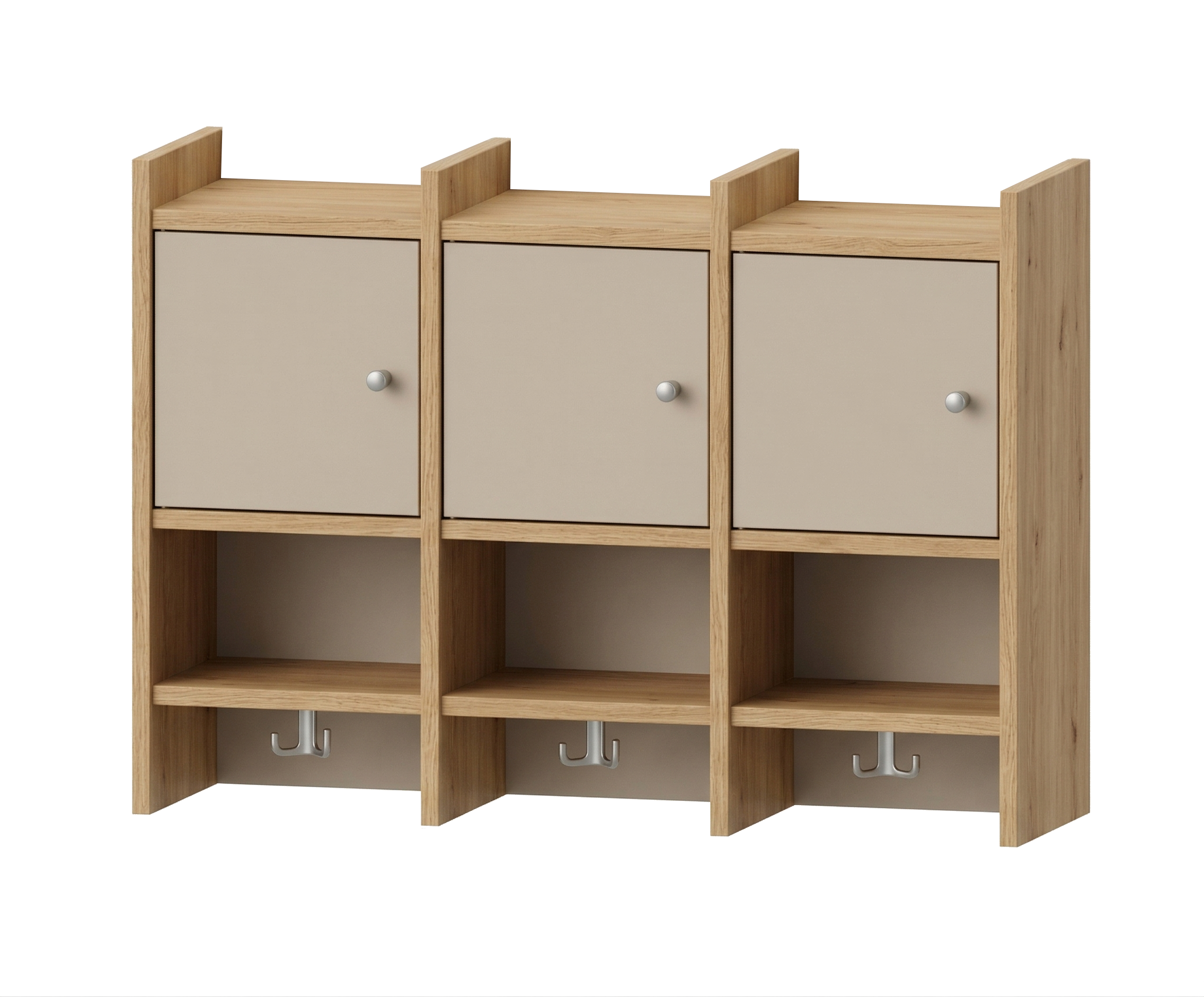 Garderobenablage | 3 Plätze, Tür links inkl. Zusatzhaken - basic | 92 x 66 x 25 cm